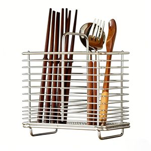 Support mural carré en acier inoxydable pour baguettes, avec grille de drainage, pour ustensiles de cuisine - Product Image 2