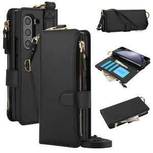 Coque de Téléphone Pliable en Cuir PU avec Béquille Anneau Métallique pour <span class=keywords><strong>Samsung</strong></span> <span class=keywords><strong>Z</strong></span> <span class=keywords><strong>Fold</strong></span> 6 5 4 <span class=keywords><strong>3</strong></span>, Housse Arrière de Téléphone avec Bandoulière - Product Image 1