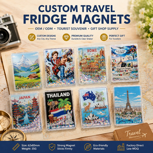 Imanes de nevera personalizados con recuerdo de viaje, imanes acrílicos con arena movediza dinámica y purpurina líquida, imanes de nevera con paisajes de países - Product Image 1