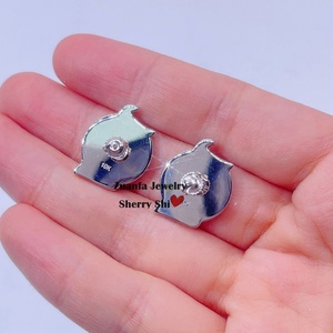 Khuyên Tai Vàng Trắng 10K Bằng Bạc Nguyên Chất Khuyên Tai Chữ Moissanite Đính Kim Cương Tùy Chỉnh Tên Ban Đầu - Product Image 3