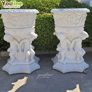 Vases anciens <span class=keywords><strong>grand</strong></span> <span class=keywords><strong>Pot</strong></span> de fleurs en marbre, jardinière intérieure et extérieure, sculpture à la main - Product Image 3