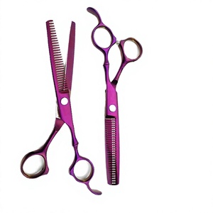 Tijeras Profesionales para Adelgazar el Cabello, Color Morado, Hoja de Acero Inoxidable, 30 Dientes, para Diestros, Mango Largo, Uso en Salón - Product Image 1