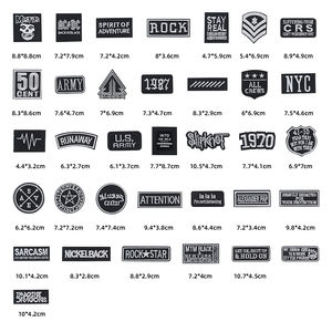 Parches Bordados Termoadhesivos <span class=keywords><strong>de</strong></span> Estilo Punk con Logotipo <span class=keywords><strong>de</strong></span> Banda <span class=keywords><strong>de</strong></span> <span class=keywords><strong>Rock</strong></span> en Inglés, Color Blanco y Negro, para Ropa, Bolsos y Gorras - Product Image 2