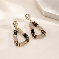 Boucles d'oreilles créoles de style ethnique, avec perles en éclats de coquillage et pierres naturelles, bijoux d'oreille de luxe haut de gamme, grandes créoles exagérées pour femmes