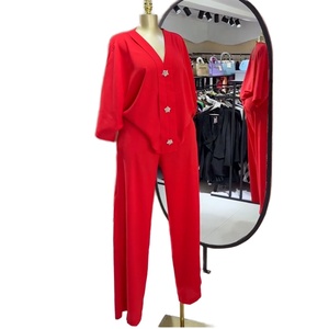 Colección Primavera 2025: Camisa de Manga Siete, Cuello en V, Cintura Alta, Pierna Recta, Holgada, Casual, con Patrón Sólido para Mujer, Estilo Europeo Americano - Product Image 5