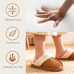 Pantuflas Cómodas de Piel Sintética, Punta Redonda, Cálidas y Afelpadas, con Espuma Viscoelástica, Antideslizantes, para Interiores y Exteriores, para Mujer - Product Image 6