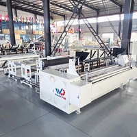 Ligne de production de papier semi-automatique à prix d'usine, machine de conversion de rouleaux de papier essuie-tout avec laminage par colle