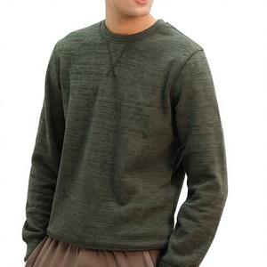Sweat-shirt personnalisé pour homme, vert olive, col rond, en molleton uni, pull-over vierge, 100 % coton, coupe classique - Product Image 4