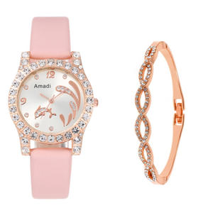 Amadi Ensemble de bracelets de montres dauphins créatifs à la mode pour femmes New Hot-Selling Fresh Style Student Watch 20mm Alloy Case Quartz - Product Image 2