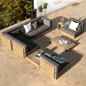Meubles en teck modernes à prix avantageux avec coussins, ensemble de canapés pour salon, patio, hôtel, canapé d'extérieur modulaire pour jardin - Product Image 4