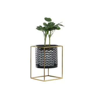 Metal garden balcony decorative flower pots and planters indoor and outdoor greeny use Gold metal stand planter