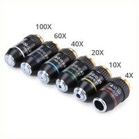 195 objectif achromatique 4X 10X 20X 40X 60X 100X pour Microscope biologique RMS 20.2mm accessoires de Microscope optique