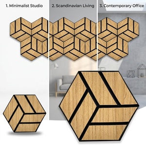 Panel Acústico Hexagonal de Madera de Alta Densidad, Paneles Acústicos de Madera Hexagonales Ignífugos para Hoteles y Hogares - Product Image 1