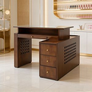 Mesa de Manicura de Madera con Cajones, Escritorio Individual para Manicura, Muebles Modernos para Salón de Belleza - Product Image 1