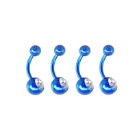 Acier inoxydable 14G Double gemmes boules rondes barres de nombril anneaux de ventre cristal CZ nombril Piercing bijoux de corps