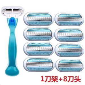 Women Manual Razor 3 Layer Stainless Steel Blade Underarm Hair Removal Tool Blue - Product Image 5
