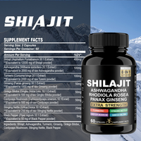 8 en 1 Shilajit Himalaya Gélules Extra Fort Ashwagandha Rhodiola Ginseng Curcuma Cordyceps Ginkgo Complément Hommes Femmes