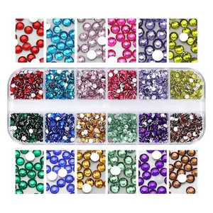 Honor of crystal New Strass Crystal Nail Rhinestones Art Round Resin Ab Colored Glass Drill Mixed Color Set Crystal Rhinestones
