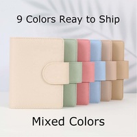 Carnet de notes de bureau en cuir grainé gaufré 9 couleurs, Organiseur de budget et portefeuille de planification financière A6, avec anneau doré rose