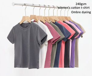 T-shirt court délavé à l'acide pour femme, 100 % coton, col rond vintage, manches courtes, tee-shirt d'été - Product Image 1