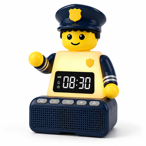 Horloge numérique de bureau style blocs de construction Police avec veilleuse et lumière de réveil, jouet, cadeau pour enfants, personnalisation OEM ODM - Product Image 4