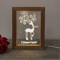 Großhandel Massivholz Rahmen 3D LED Licht Holz Foto Rahmen Mit LED