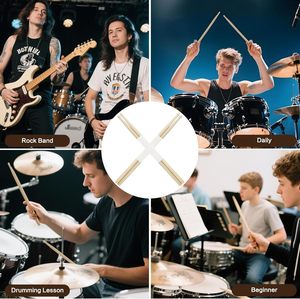 Seuqhck 12 pares de <span class=keywords><strong>baquetas</strong></span> de madera de arce 5A, accesorios clásicos de percusión de jazz - Product Image 6