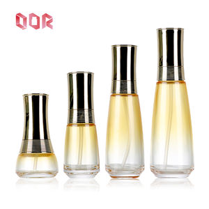 Ensemble de flacons cosmétiques de luxe ronds en verre pour toner, lotion, sérum, emballages, contenants, flacons pompe en verre pour lotion - Product Image 1