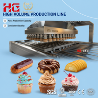 Ligne de production entièrement automatique de beignets et de cupcakes HG, machine à fabriquer des beignets et des cupcakes avec système de dosage servo, 800 kg/h, HACCP