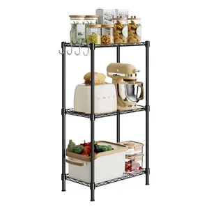 3 Tier Shelf Metal Wire Shelving Heavy Duty Storage Rack Adjustable Shelves,Steel Organizer Wire Rack,Standing Storage Shelf