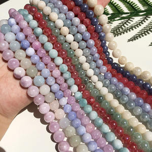 Perles d'angelites lisses jaunes, vertes, roses, rouges, violettes, pour la fabrication de bijoux, à faire soi-même, vente en gros, 6MM — 12mm, pièces - Product Image 6