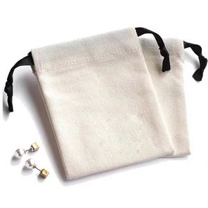 Jiamao Custom Logo Dust Bag White Cotton Canvas <b>Mini</b> Muslin Drawstring Bag Small Gift Jewelry Pouch - Product Image 2