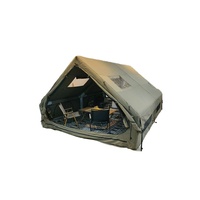 Tente de glamping gonflable de 12 m², imperméable, robuste, en coton TC, tente cabine gonflable 4 saisons, tente de luxe avec cheminée