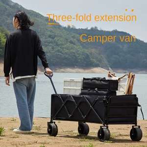 पोर्टेबल समायोज्य कैमपर बड़ी क्षमता फोल्डेबल मेटल आउटडोर पिकनिक कार्ट खरीदारी भंडारण के लिए 100 किलोग्राम भार क्षमता के साथ - Product Image 5