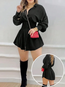 Vendita calda in tinta unita da donna/abiti Casual con stampa leopardata alla moda camicia corta abito da donna - Product Image 2