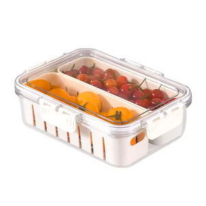 กล่องเก็บของในตู้เย็นกล่องใส่ผักผลไม้สดแบบสะเด็ดน้ำภาชนะจัดเก็บตู้กับข้าว - Product Image 1