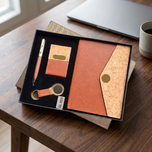 Kit cadeau d'entreprise moderne avec carnet A5, stylo métallique haut de gamme, porte-cartes et porte-clés pour réunions, événements et promotions - Product Image 4
