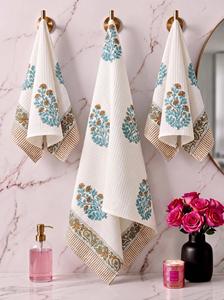 Export Quality Hand Block Waffle <b>Towel</b> <b>Set</b> 1 <b>Bath</b> + 2 Hand <b>Towels</b> 3 Pcs Absorbent Home Hotel Use Available In Bulk Quantity - Product Image 5