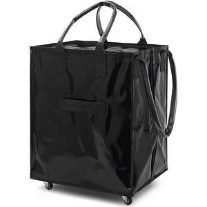 Grote zwarte herbruikbare rolkoffer & rollende boodschappentas met wielen - Trolleytas - 30 kg draagvermogen tas op wielen - Product Image 1