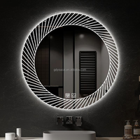 Miroir intelligent haut de gamme, miroir LED, miroir mural intelligent, miroir tactile sensible à la lumière, miroir mural circulaire