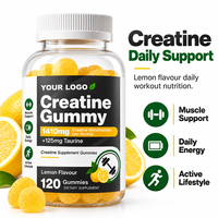 Gummies de créatine monohydrate à marque privée, taurine, citron, supplément nutritionnel sportif, fabricant OEM ODM, vente en gros en vrac