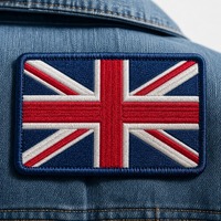 Écussons thermocollants personnalisés en tissu chenille brodé du drapeau britannique avec dos auto-agrippant 3D pour vestes et casquettes de baseball