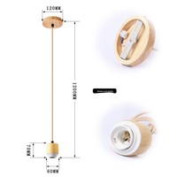 Lustre suspendu rétro en bois style vintage avec douille E27 220V et cordon de suspension - Vente en gros