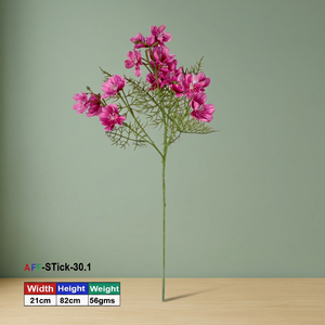 Flor Artificial de Seda Roja Cereza, Moderna, Hecha a Mano, Reutilizable y Reciclable, AFF Stick 30.1 - Product Image 3