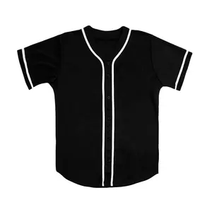 Custom OEM hip hop baseball jersey Team Logo plain children baseballs jersey plain polyester button down black baseball jerseys