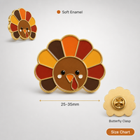 Broche visage de dinde mignonne, épingles de revers, bijoux de Thanksgiving, badges métalliques en gros, épingles en émail souple personnalisées, usine OEM