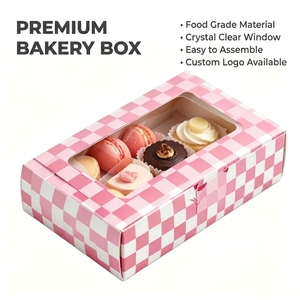 Caja de Pastelería a Cuadros Rosa de Grado Alimenticio <span class=keywords><strong>al</strong></span> <span class=keywords><strong>por</strong></span> <span class=keywords><strong>Mayor</strong></span>, Caja Desechable para <span class=keywords><strong>Donuts</strong></span>, Galletas, Macarons, Caja de Embalaje para Panadería con Ventana - Product Image 1
