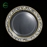 Assiettes jetables en plastique PS transparentes de 10 pouces, vaisselle haut de gamme pour les services de traiteur de mariage, de fête et de banquet