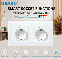 Prise intelligente UBARO Zigbee norme européenne, double prise UE, plaque en verre trempé, compatible avec Tuya et Smart Life