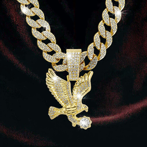Collar con Colgante de Águila Alada NL2262, Estilo <span class=keywords><strong>Cadena</strong></span> Cubana, Aleación Chapada en Oro, Unisex, Regalo de Aniversario - Product Image 2